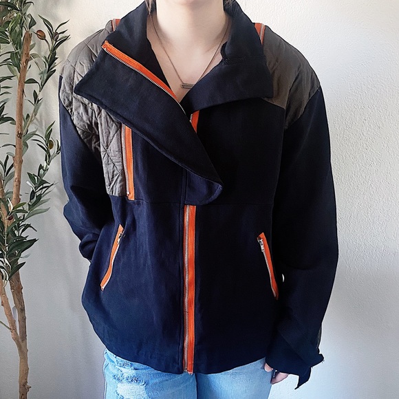 Zara utility jacket black green and orange women’s size medium - Picture 2 of 10